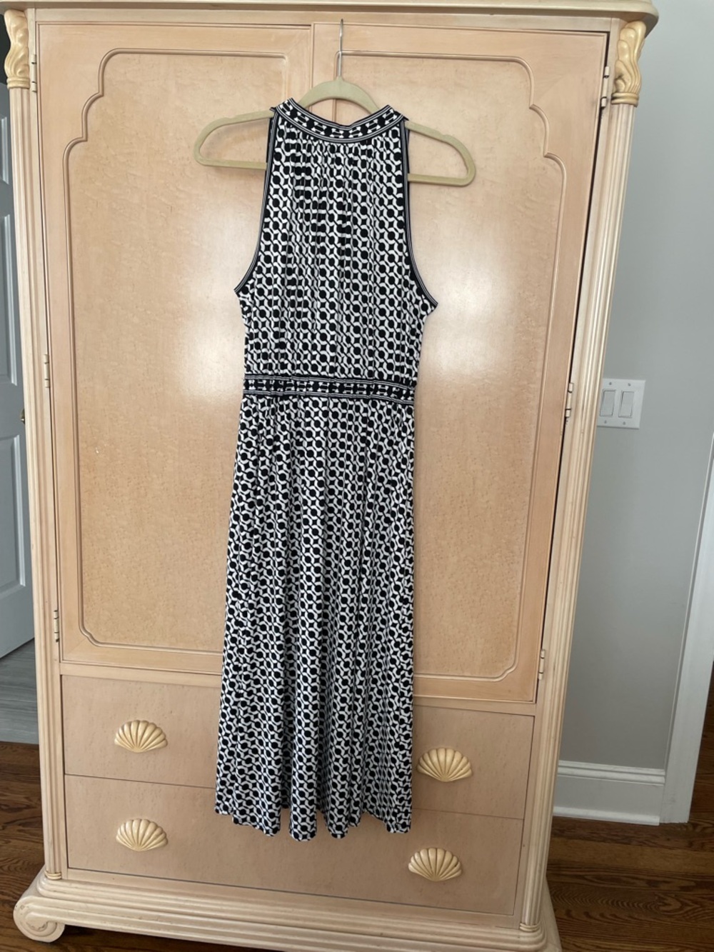 Max Studio Black & White Geometric Halter Midi Dress, NWT